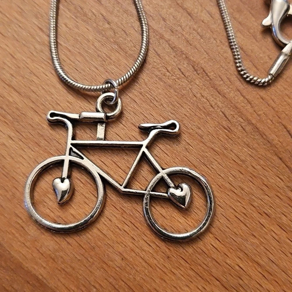 Sterling Silver Bicycle Pendant Necklace - Picture 2 of 5